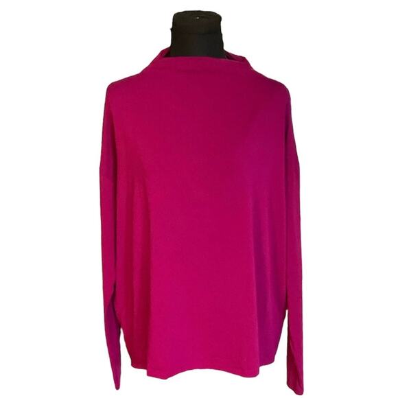 Eileen Fisher Pink Mock Neck Long Sleeve Blouse Size M - Picture 1 of 7